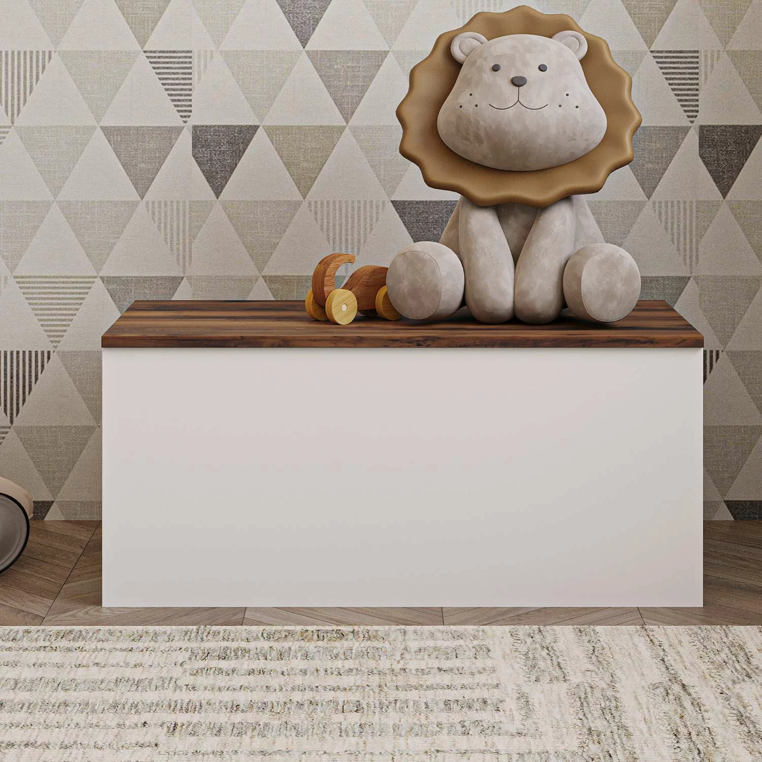 Predal Florya Skye Decor, bel, rustikalni oreh