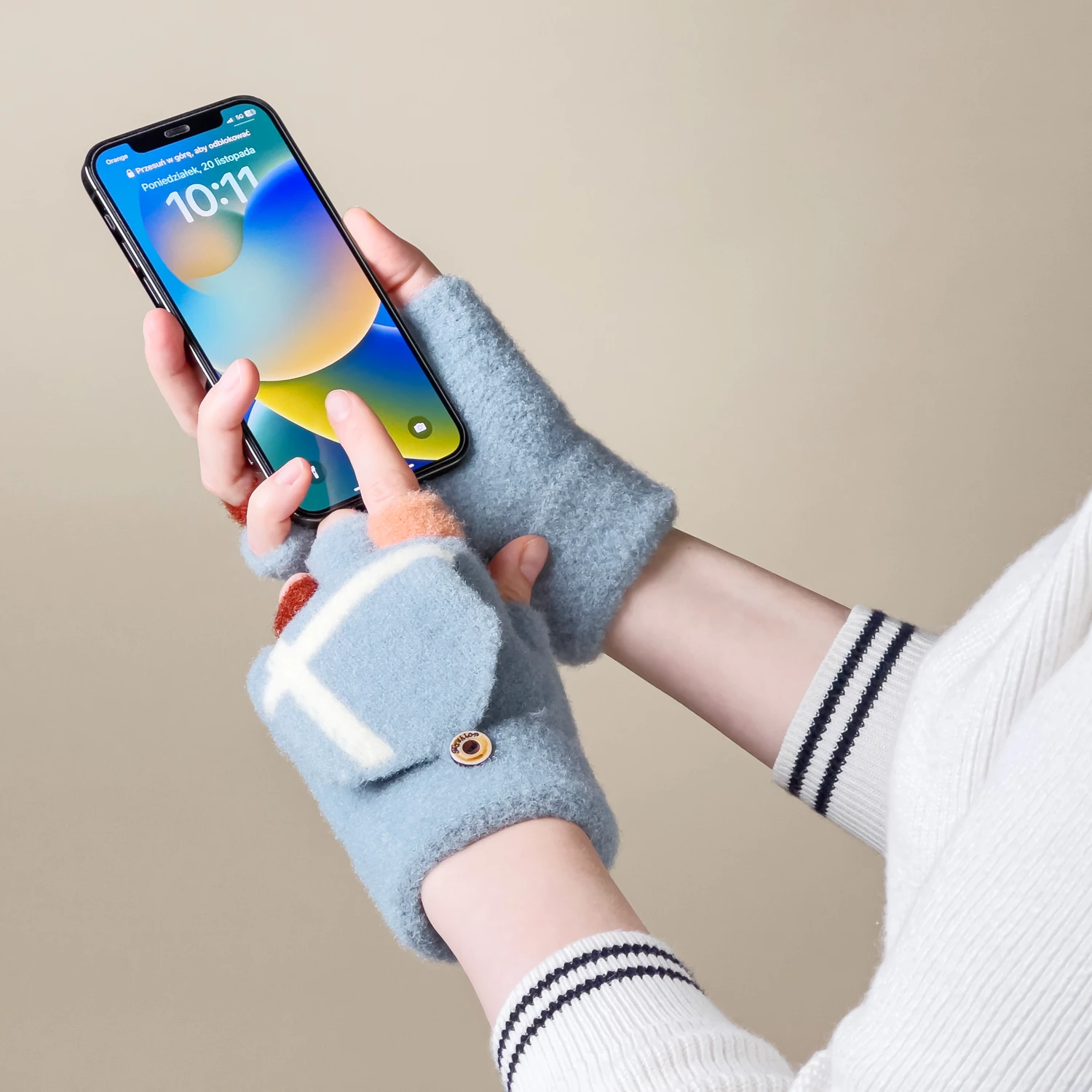 Zimske rokavice mitene Hurtel za ženske/otroke, univerzalne, modre