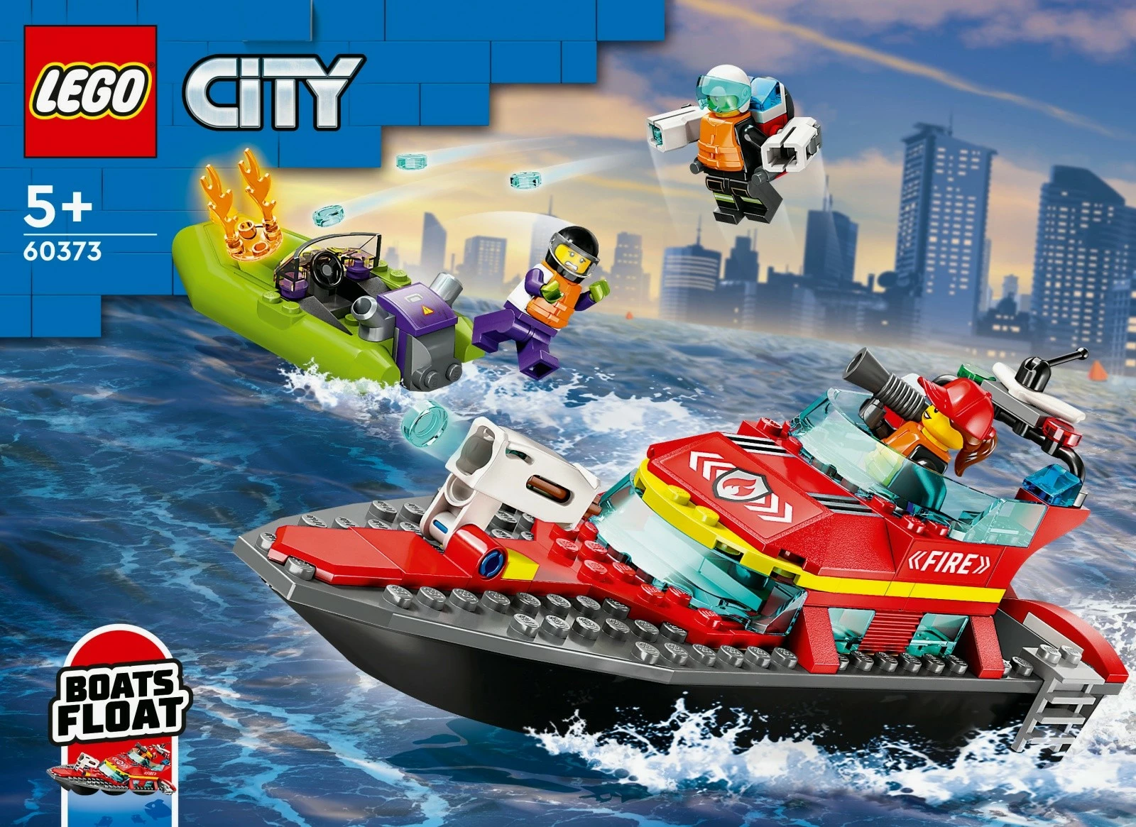 Gradbeni set gasilska ladja, 144 kocke, za otroke — LEGO City Fire Boat 60373