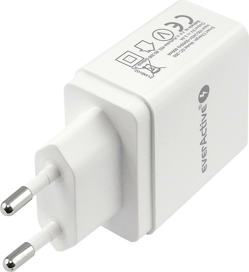 Omrežni polnilec 3x USB, iQ Smart Charging everActive SC-300, bel