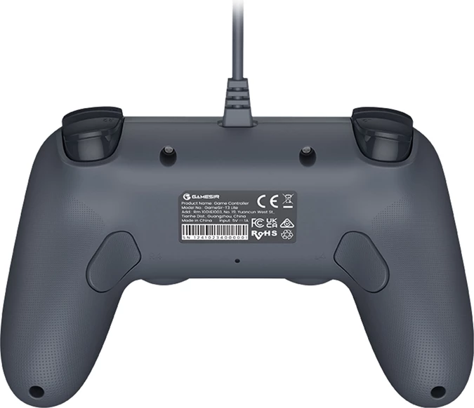 Žični gamepad, GameSir T3 GY Tegenaria Lite, 1000 Hz, Hall effect analogne paličice, dva vibracijska motorja, programabilni gumbi, siv