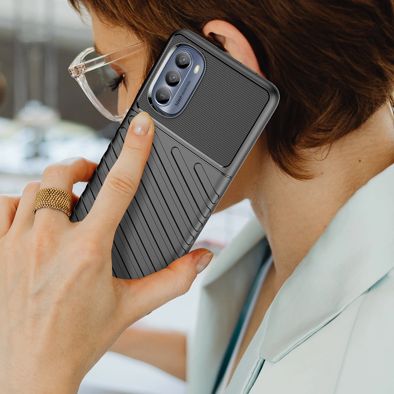 Zaščitni ovitek Hurtel Thunder za Motorola Moto G62 5G, TPU, črn