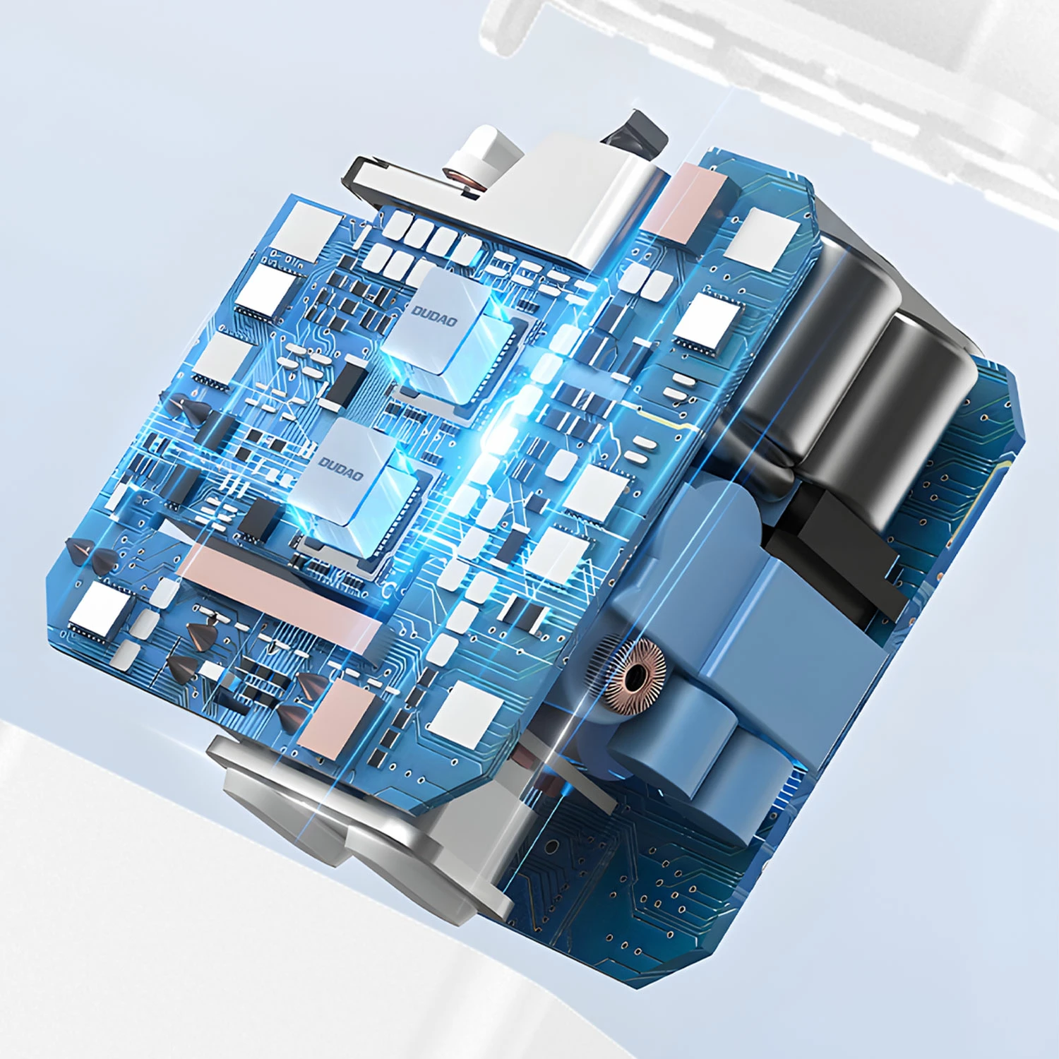 Stenski polnilec Dudao A4EU, USB-A 2,1A, z USB-A v Lightning kablom, bel