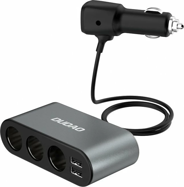Avtomobilski polnilec, 2x USB, 3 priključki za vžigalnik, črn Dudao R1Pro