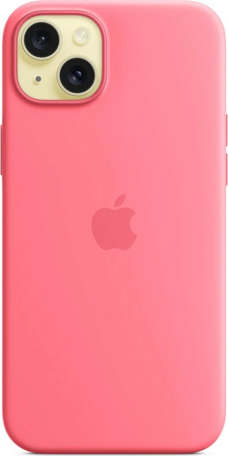 Silikonska zaščita za iPhone 15 Plus, MagSafe, rožnata