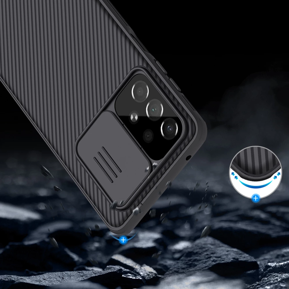 Zaščitni ovitek s pokrovom za kamero Nillkin CamShield Pro za Samsung Galaxy A73, moder