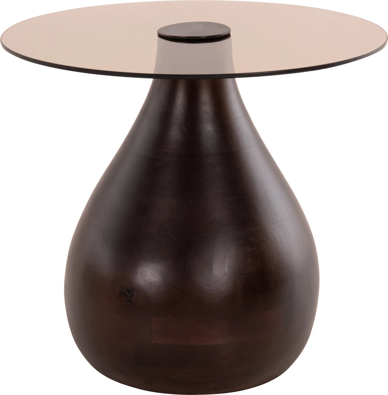 Stranski mizi 2 kosa CHANG FH9668 mango les v rjavi barvi-steklena plošča Φ55x49,5H & Φ40x36,5H cm