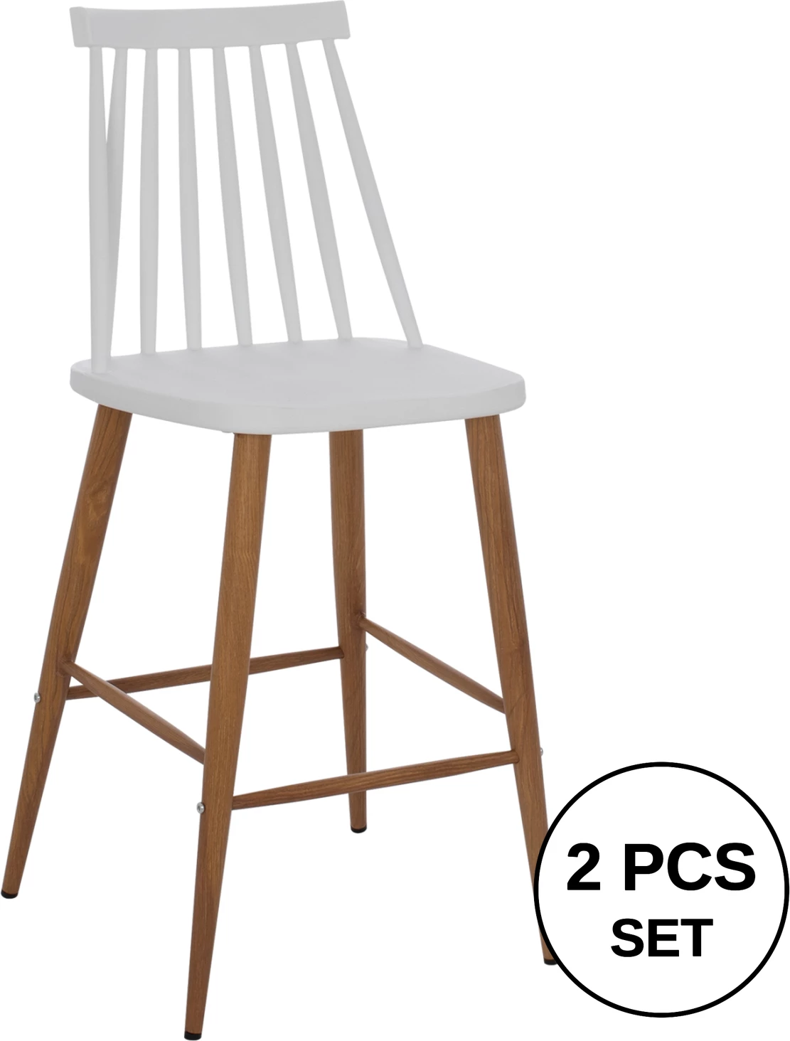 Barski stol FH9300.01 bele barve srednje višine 43x45x97Η, set 2 kosov