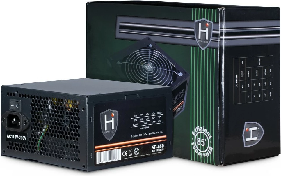 Računalniško ohišje Inter-Tech HIPOWER SP-650, 650 W, 100 - 240 V, 50 - 60 Hz, 10 A, 120 W, 520 W