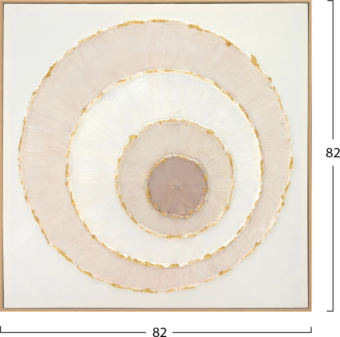 Stenska slika FH4559 z bež PS okvirjem - platneni krogi 82x4,5x82Hcm