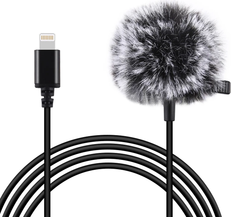 Lavalier mikrofon Puluz PU426, Lightning, 1,5 m, črn