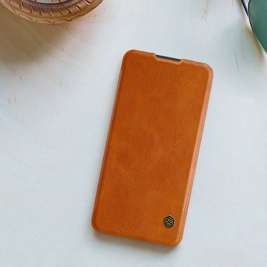Ovitek za telefon Nillkin Qin Case za Xiaomi Redmi Note 11T 5G / Note 11S 5G / Note 11 5G (China) / Poco M4 Pro 5G, rjav