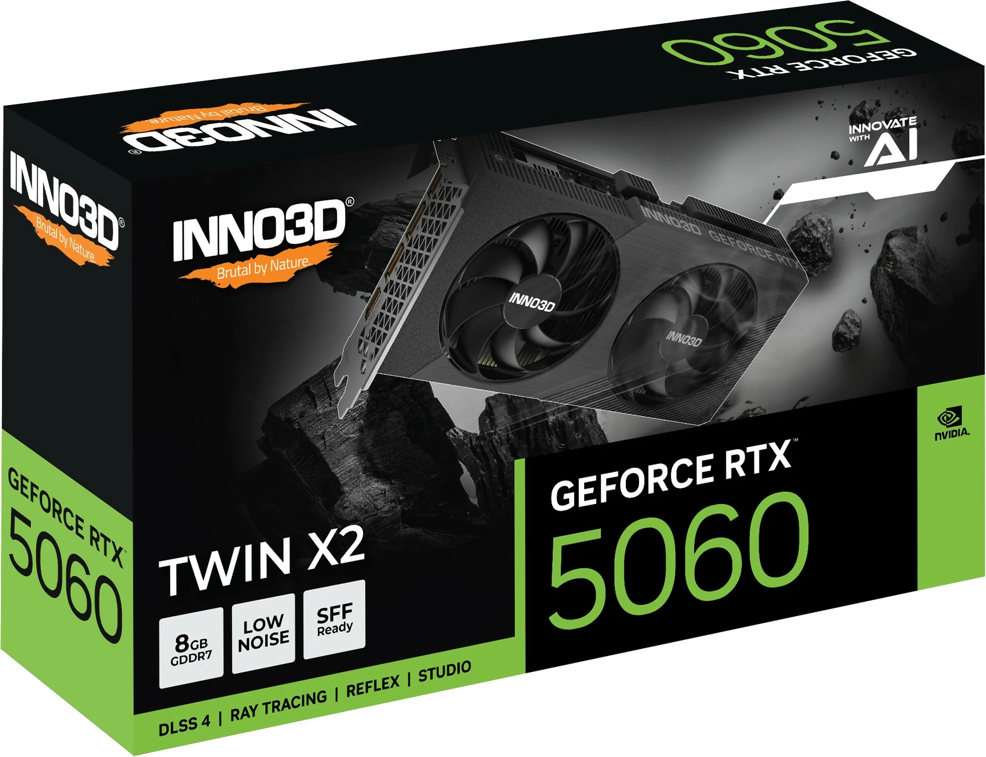 Grafična kartica Inno3D RTX5060 Twin X2 8GB GDDR7, črna