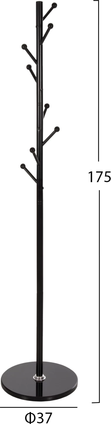 Talni obešalnik FH9576.01 kovinski 8 obešalnih mest-črn Φ37x175Hcm