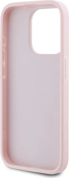Diagonalno prešit ovitek Karl Lagerfeld Script za iPhone 15 Pro Max, roza