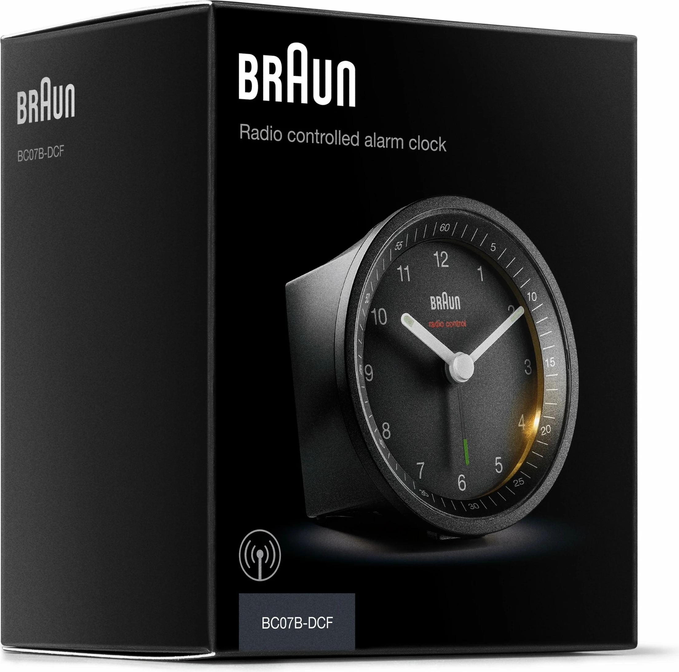 Budilka s kronometrom, Braun BC07, quartz, analogna, črna, rumena osvetlitev