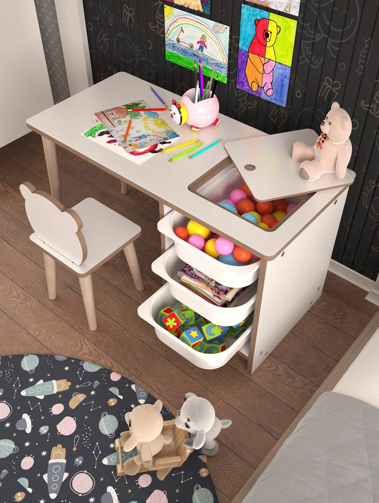 Otroški set mize in stolov Hanah Home Soho, bel