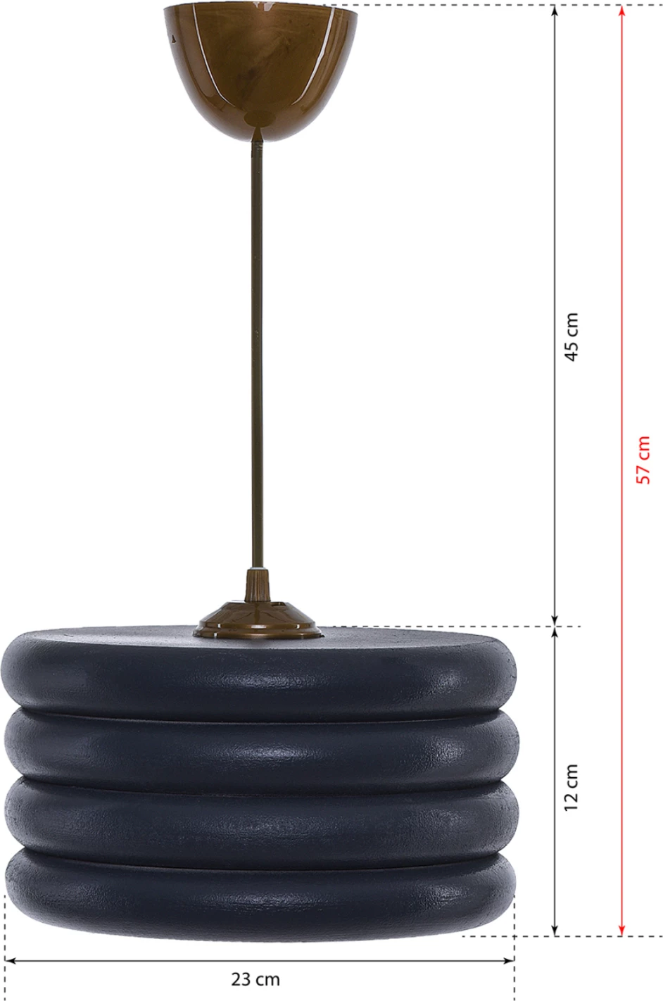 Stropna viseča svetilka FH7655.03, leseni obroči v ogleno sivi barvi, Φ23x57