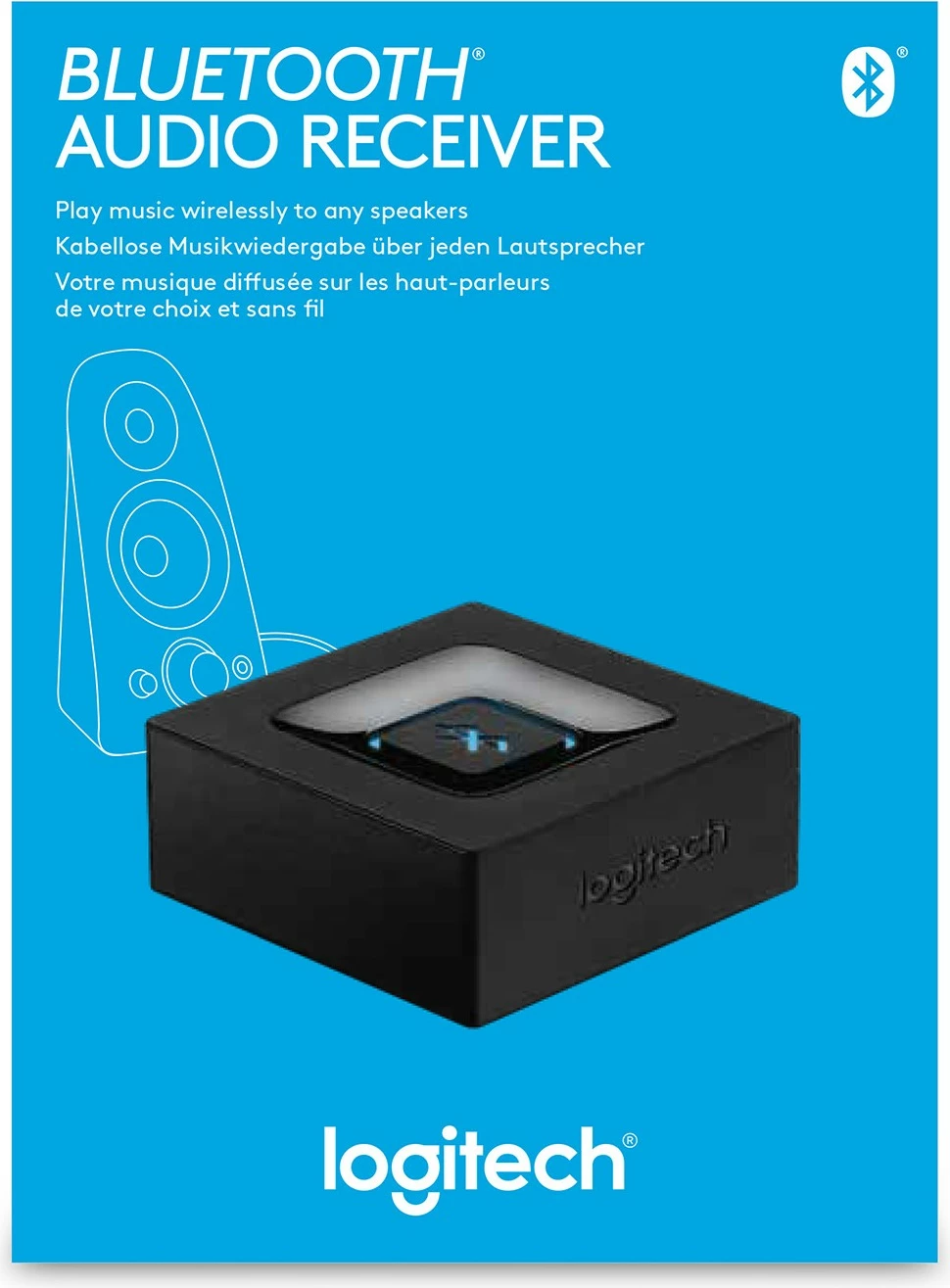 Bluetooth audio adapter, 3,5 mm, A2DP, 15 m, črn, Logitech, AC, Type C