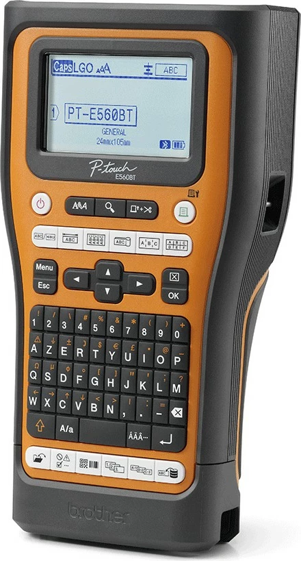 Prenosni tiskalnik etiket Brother P-Touch E560BTVP, Bluetooth, vgrajena baterija, oranžen