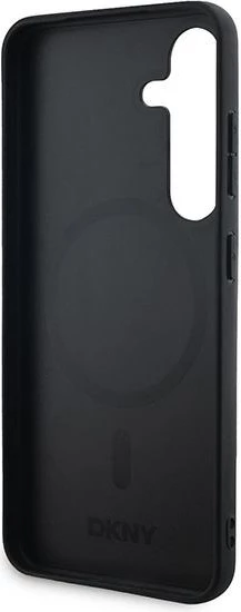 Ovitek z vzorcem karo in MagSafe, DKNY Leather Checkered Mono, za Samsung Galaxy S24+, črn