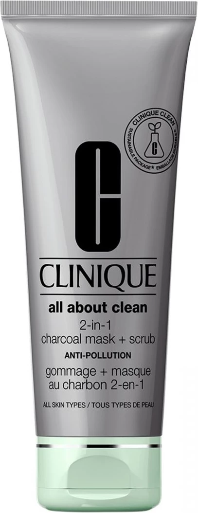 Dvojna maska za obraz in piling Clinique All About Clean 2-in-1 Charcoal Mask + Scrub, 100 ml
