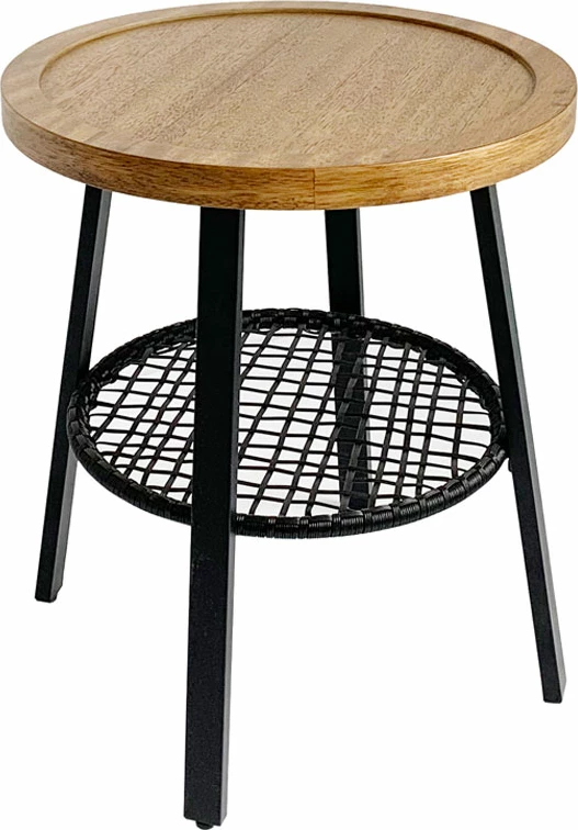 Stranska mizica Filet, naravna/črna, 45x45x52 cm