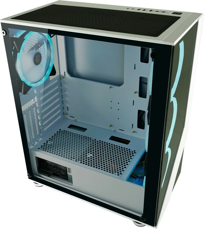 Gaming ohišje LC-Power 803W RGB, Midi Tower, kaljeno steklo, črno/belo