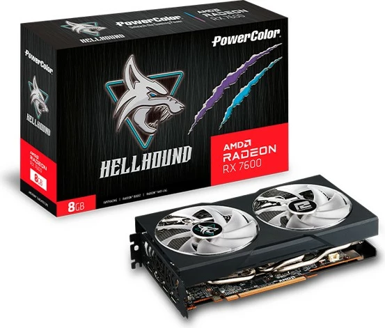 Grafična kartica Hellhound RX 7600, PowerColor, 8 GB GDDR6, PCI Express 4.0, črna