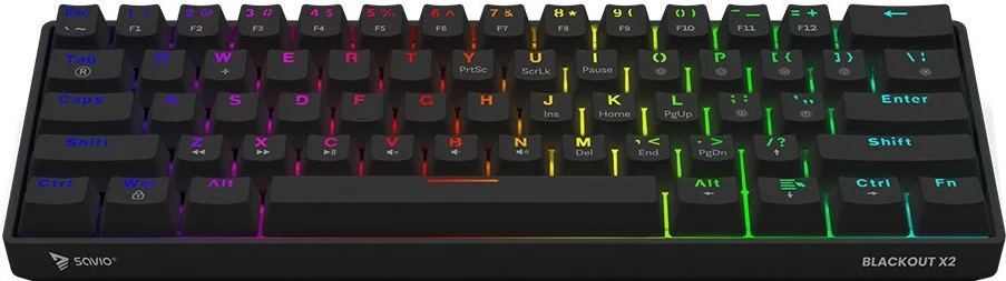Mekančna tipkovnica, SAVIO BLACKOUT X2 RED, 60%, RGB, z napeljavo, črna