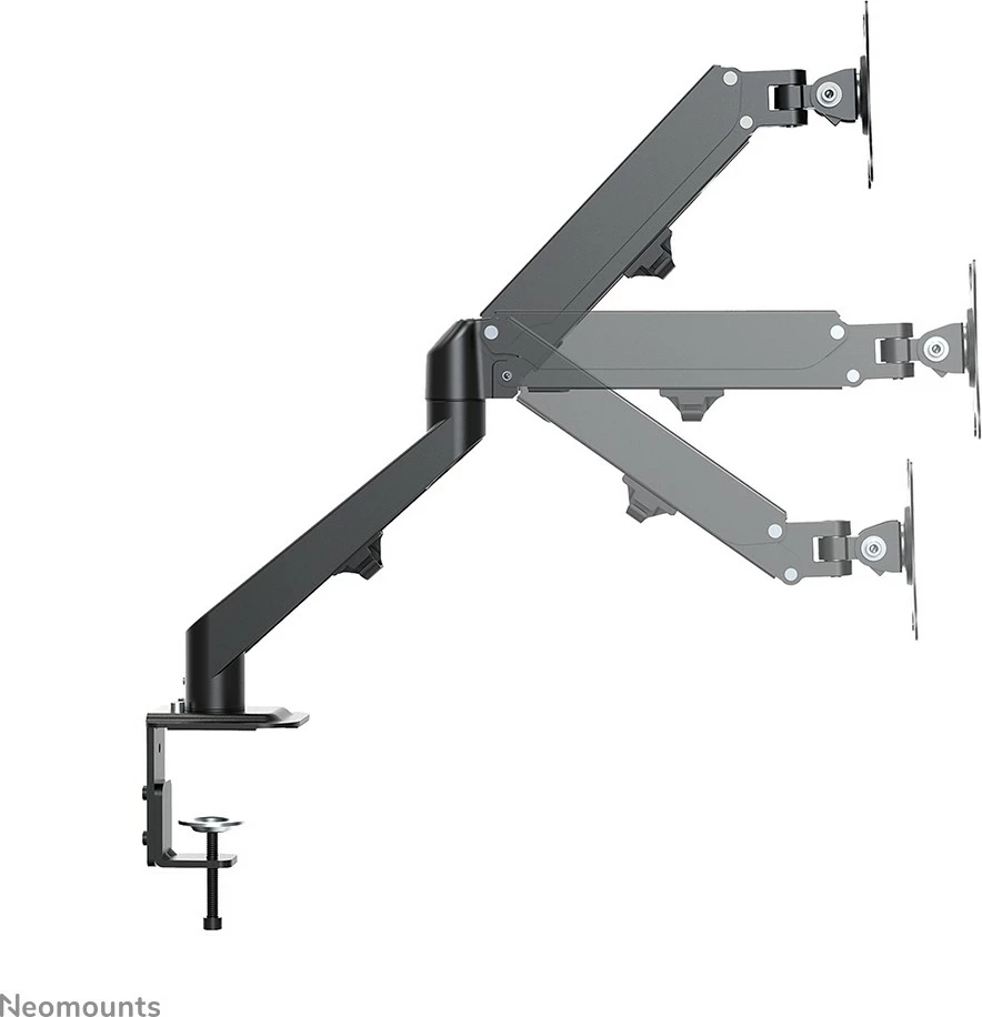 Nastavljiv kroglični nosilec za monitor z gasnim vzmetjo Neomounts DS70-700BL1, 17–27 inčev, s sponko, črn