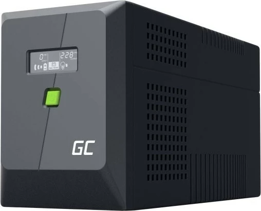 Neprekinjeno napajanje (UPS) Green Cell UPSLP1400, 1400W/2000VA, čista sinusna, LCD zaslon, črn