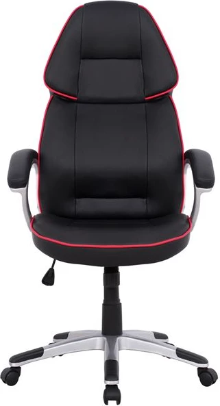 Pisarniški stol za igranje v obliki vedra FH1007.01 črna PU in rdeča črta 69x68x(119-127)cm