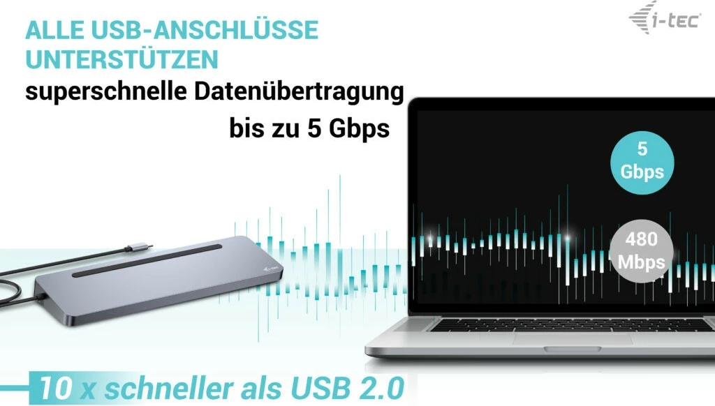 Ergonomska kovinska docking postaja I-Tec USB-C 3x 4K, 100W, srebrna