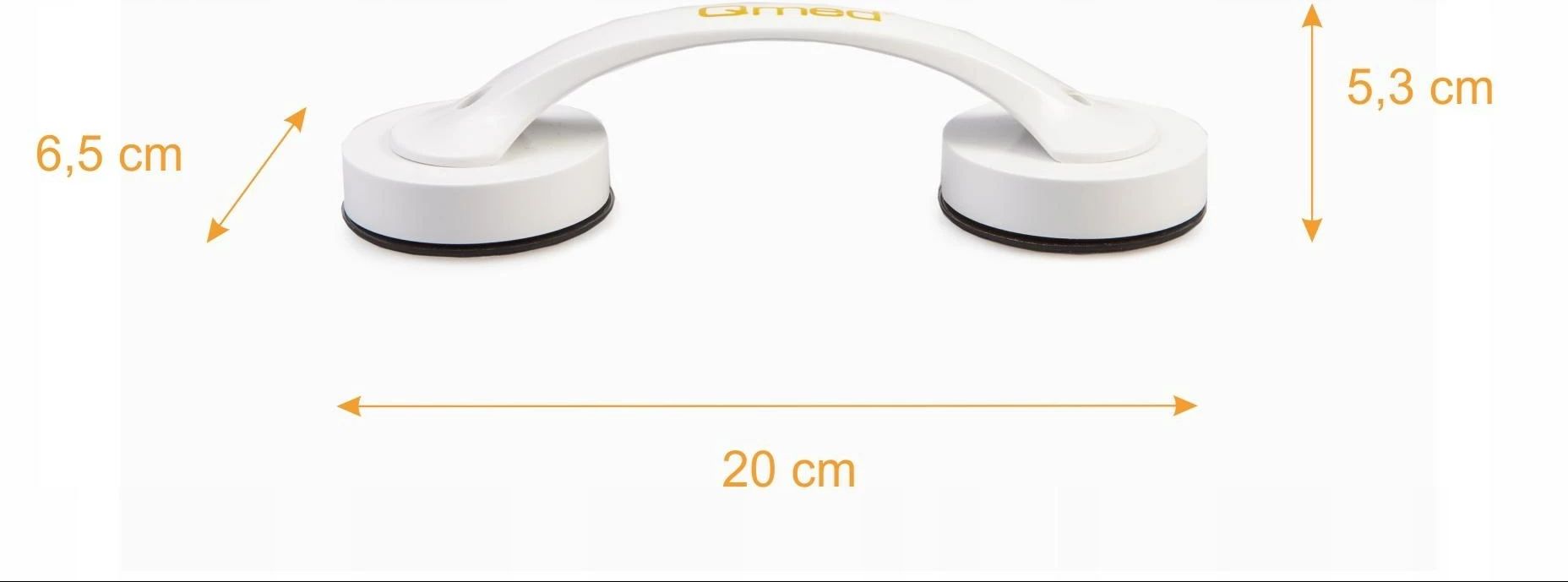 Držalo za kopalnico s sesalno všitko Qmed 20 cm, belo