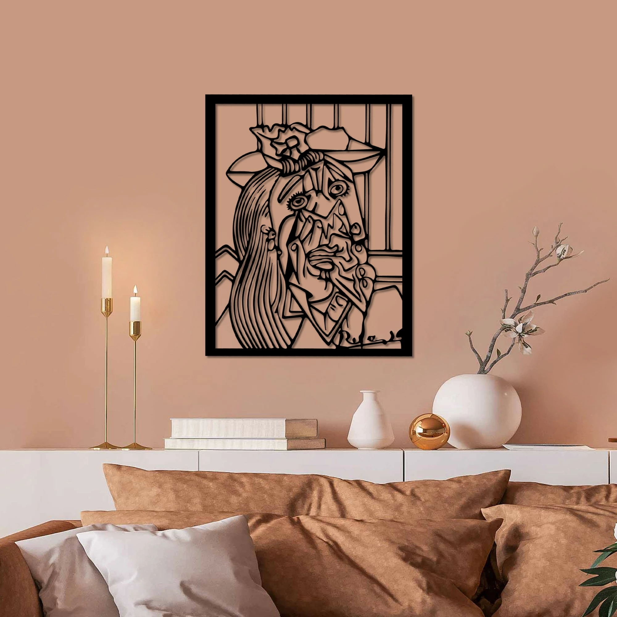 Dekorativni kovinski stenski dodatek Wallity Picasso 2, črn, 44 x 56 cm