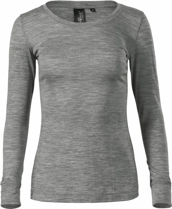 Premium Merino ženska majica z dolgimi rokavi, Malfini, siva
