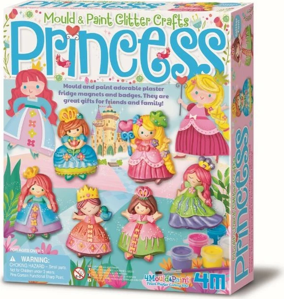 Kreativni set princesa 4m, 6 gipsastih figur, večbarvno