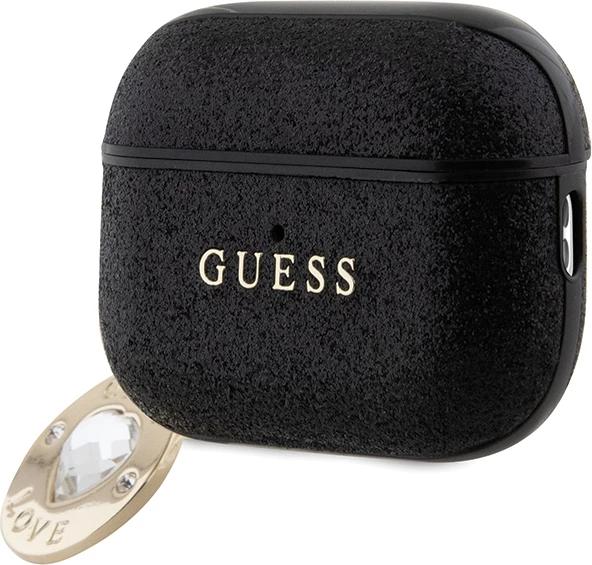Ovitek za AirPods Pro 2 Fixed Glitter Heart Diamond Charm, Guess GUAP2PGEHCDK, črn