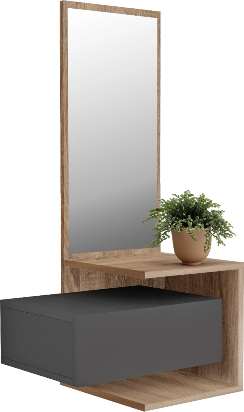 Pohištvo za predsobo z ogledalom MEARA FH8984.11 melamin v sonoma-sivi 49,1x31,3x90Hcm