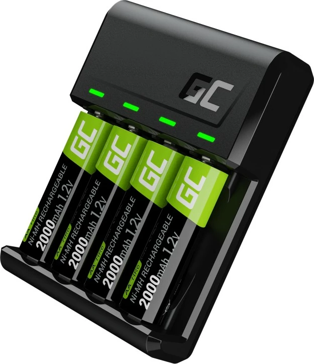 Polnilec baterij z 4x AA 2000 mAh, črn — Green Cell GC VitalCharger