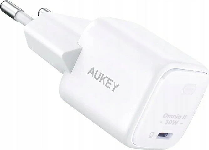 Stenski polnilec 30 W, 1x USB-C, bel AUKEY Omnia II Mini PA-B1L