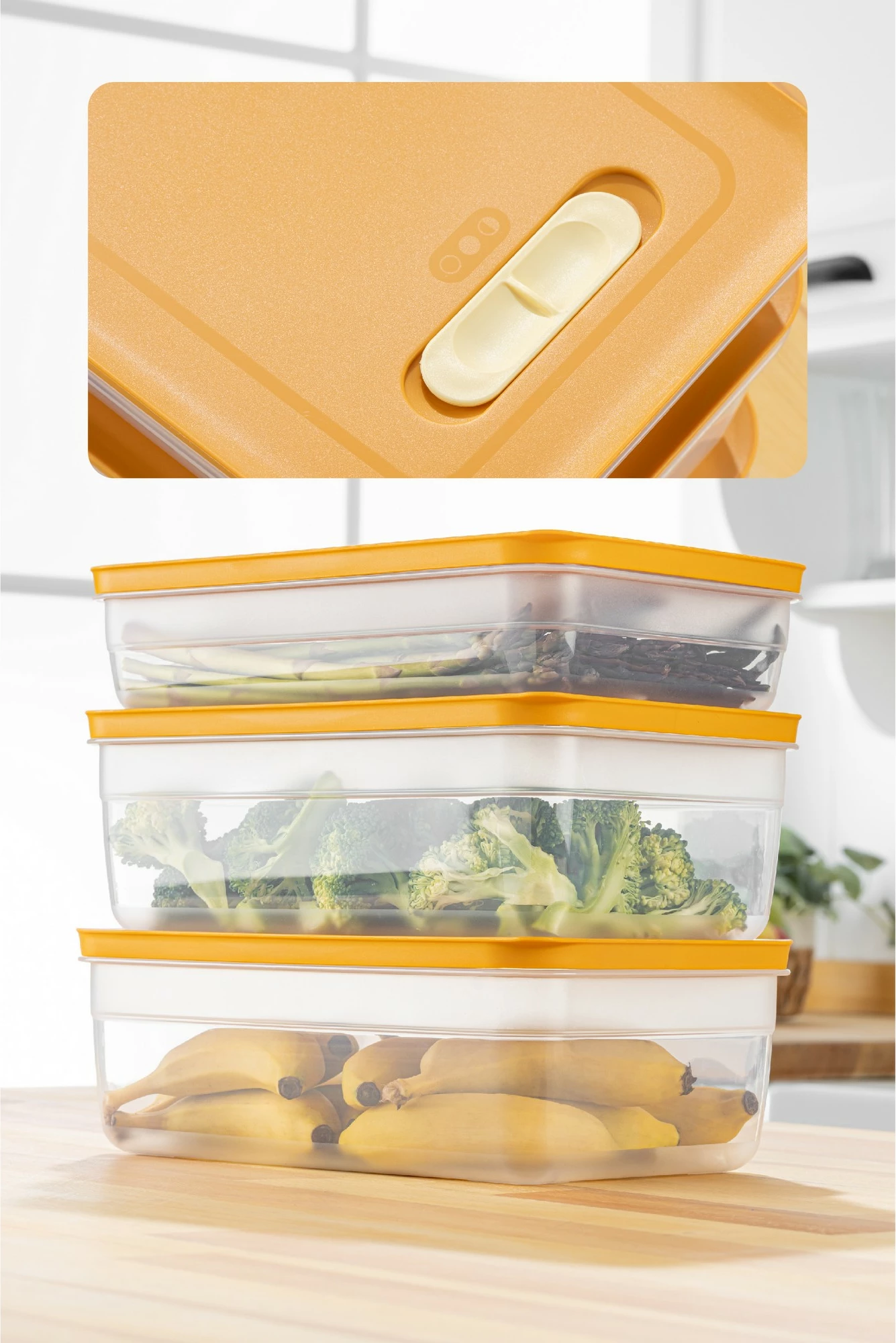 Set plastičnih škatel za shranjevanje (3 kosi), Hermia HK3LU, oranžna