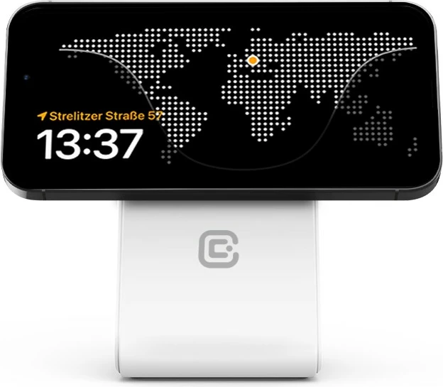 Brezžični polnilec 2-v-1 z MagSafe CRONG MagSpot Stand, za iPhone in AirPods, 15 W, bel