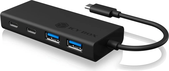 USB hub, 4 vrata, USB 3.2 Gen 1, 60 W, črn — ICY BOX IB-HUB1426-CPD