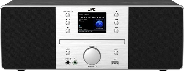 Prenosni radio z Bluetooth JVC RD-E874B, 20 W, MP3, FM, črno/srebrn