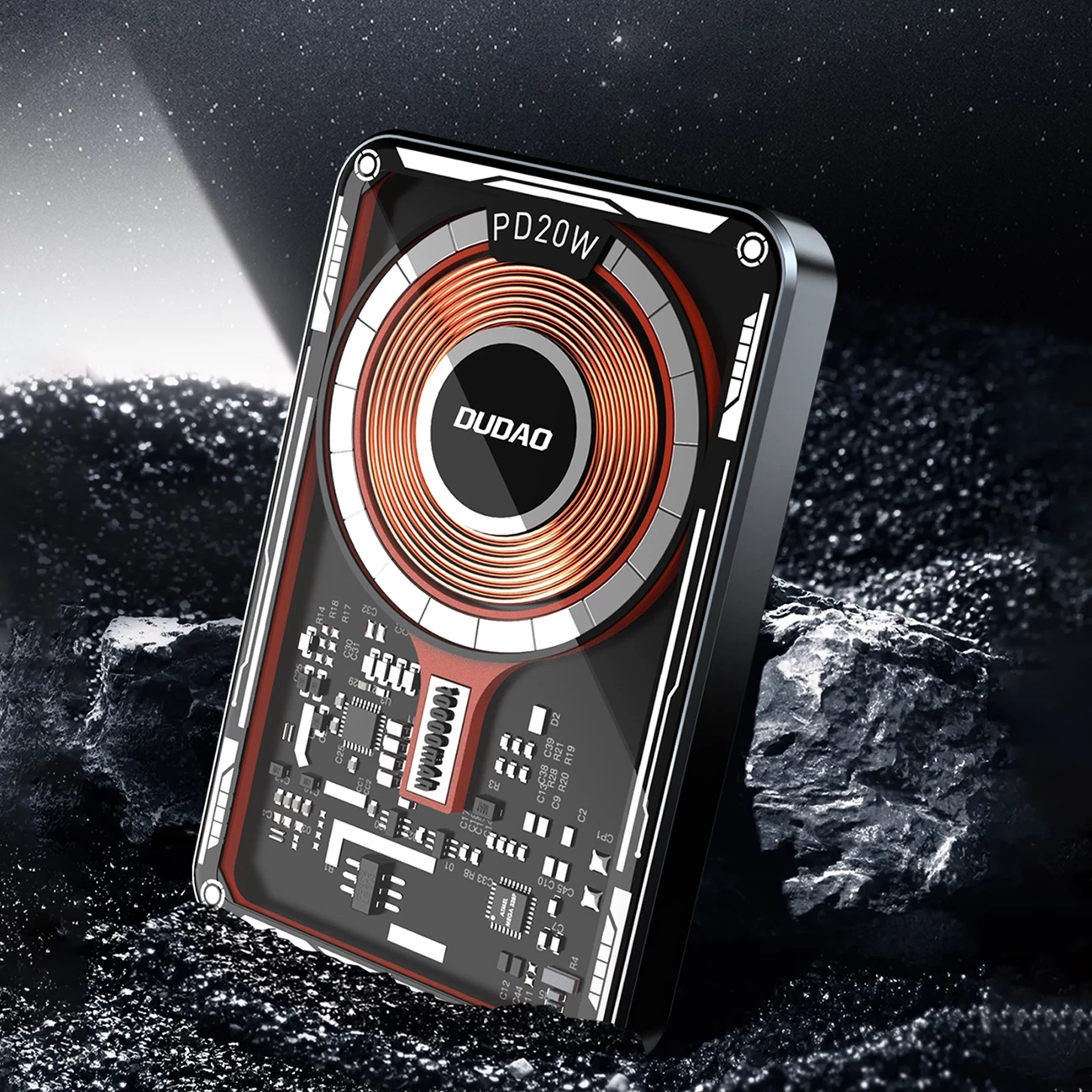 Power bank Dudao TGK1, 10000 mAh, MagSafe brezžično, 20 W, črn