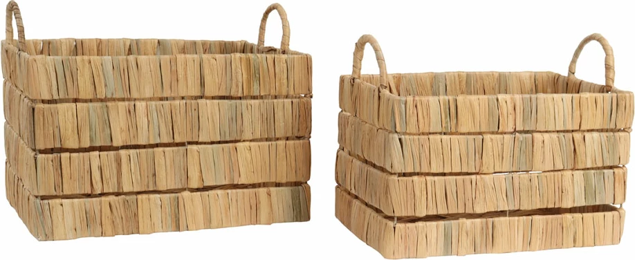 Set košar iz morske trave, naravne barve, 2 kosa, 41x30x26 cm DELOS