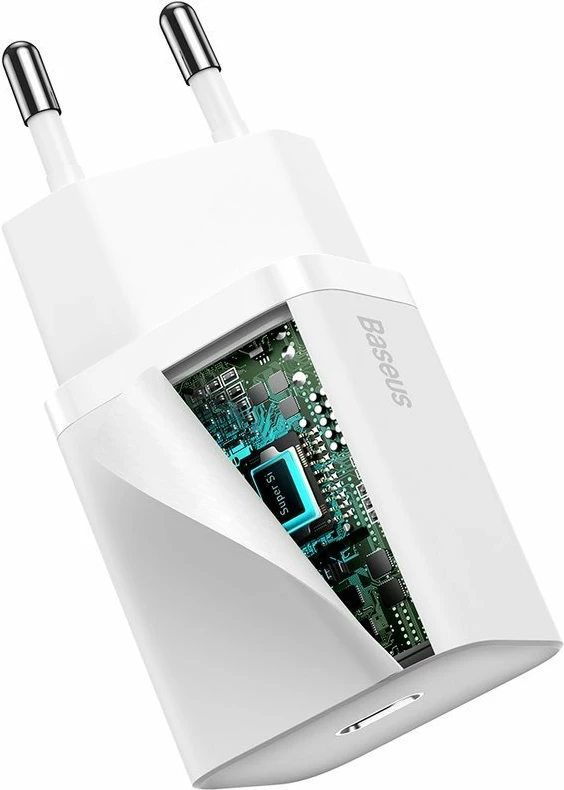 Hitri polnilec Baseus Super Si 1C, 20W, USB-C na Lightning 1 m, bel