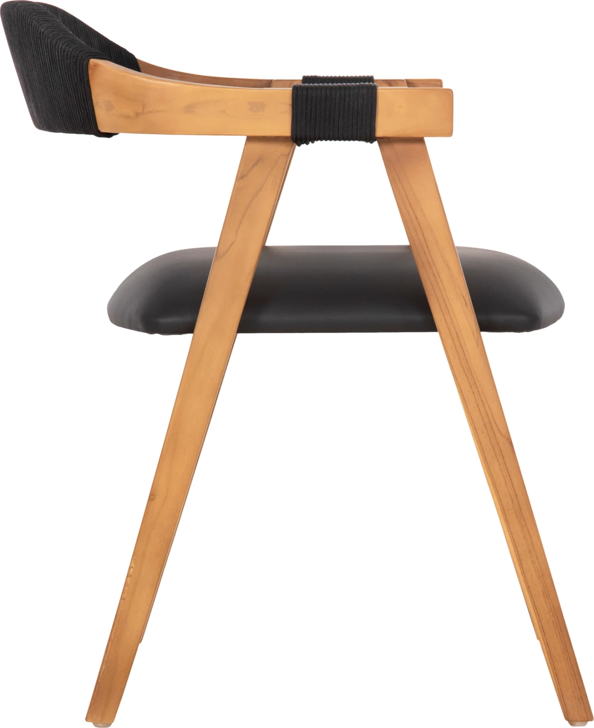 Jedilni naslanjač RIMINI FH9867.02 iz tikovine v naravni-črni vrvi in PU sedežu 60x61x76H cm